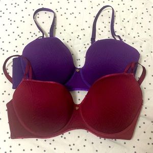 Natori bra bundle! 2 balconette style bras. 1 deep purple & 1 rich burgundy.